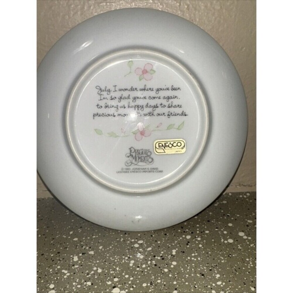 Precious Moments July Plate Boy with Dog Birthday Collectible Enesco - Picture 3 of 3